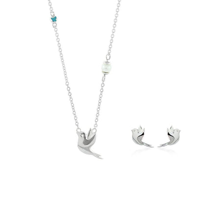 Sydney Leigh Dove Necklace & Earrings Set by Lauren G Adams, silver dove pendants 2pc set on Tampa Home & Garden Store