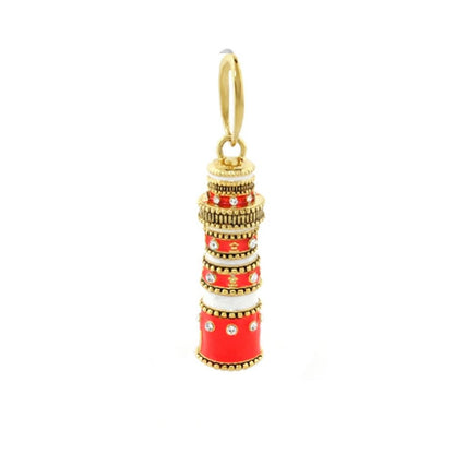 Eau Lighthouse Pendant Lauren G Adams, gold-tone stacked beaded pendant with red enamel bands on Tampa Home & Garden Store