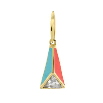 Pendant Petit Gateau Colorblock Pyramid gold-tone turquoise blue coral pink crystal base on Tampa Home & Garden Store
