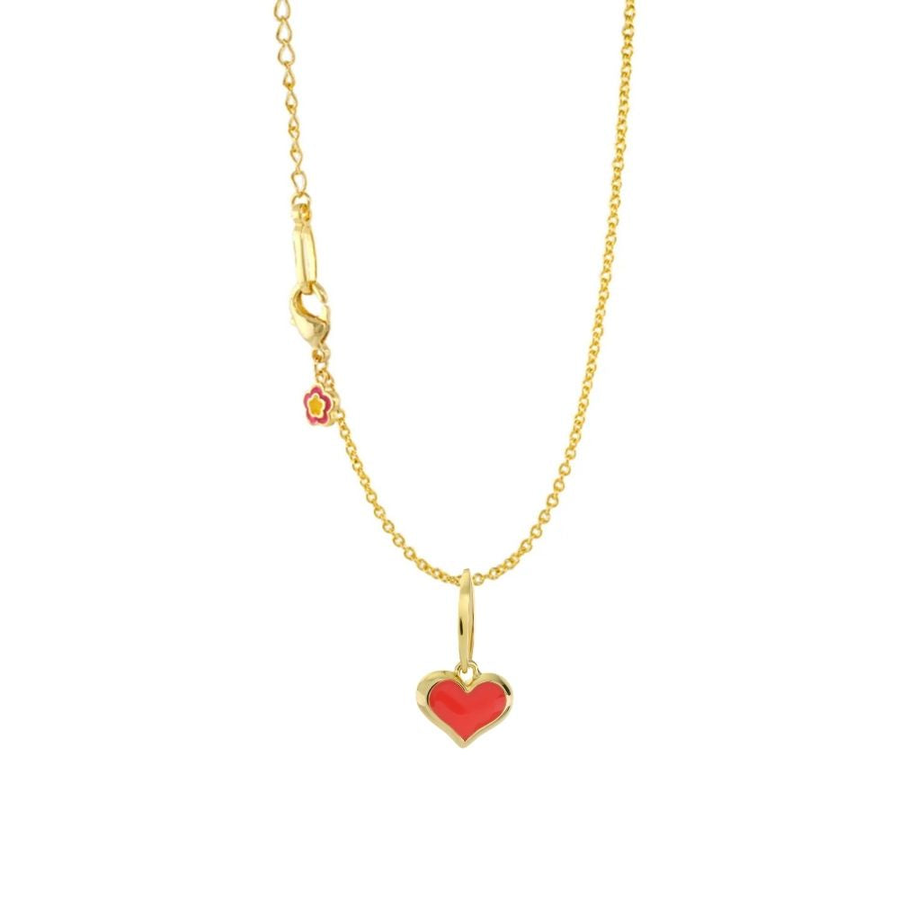 Petit Gateau Heart Pendant charm necklace in gold with red enamel heart by Lauren G Adams on Tampa Home & Garden Store