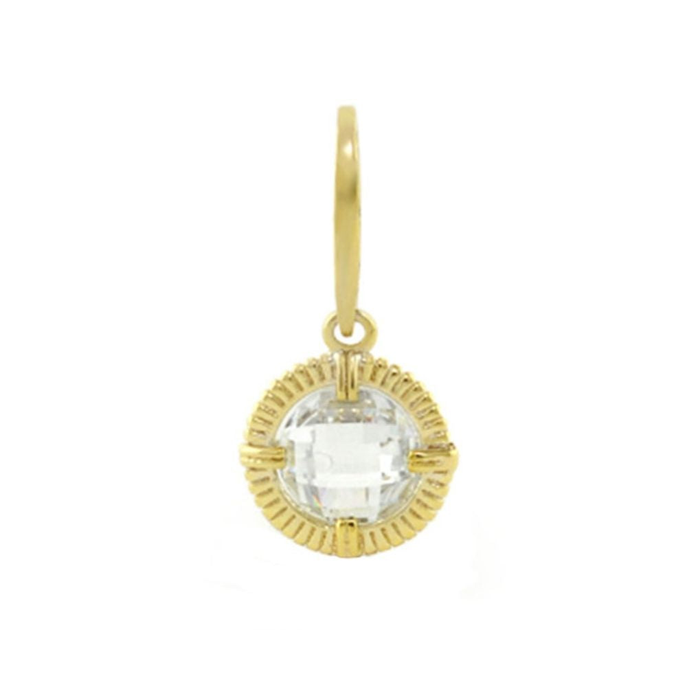 Eau Cz Pendant by Lauren G Adams, gold pendant with round crystal in sunburst bezel on Tampa Home & Garden Store