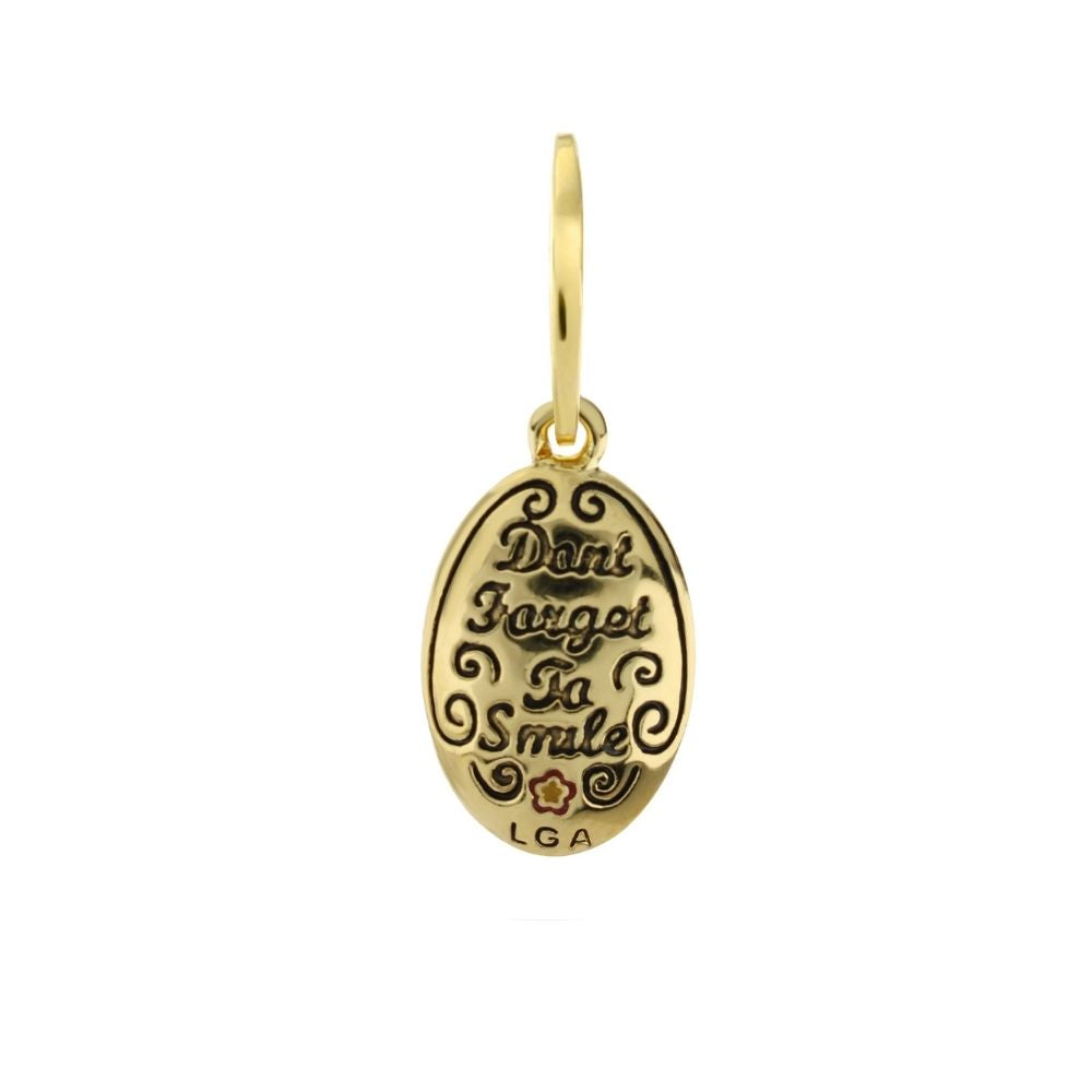 Petit Gateau Pendant oval charm gold-tone with Don't Forget To Smile script and LGA on Tampa Home & Garden Store