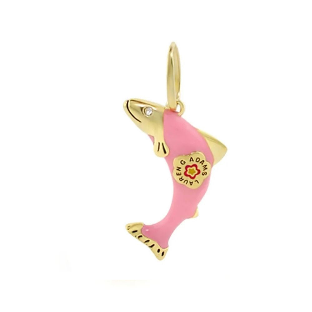 Eau Salmon Pendant pink enamel gold-tone salmon charm with loop by Lauren G Adams on Tampa Home & Garden Store