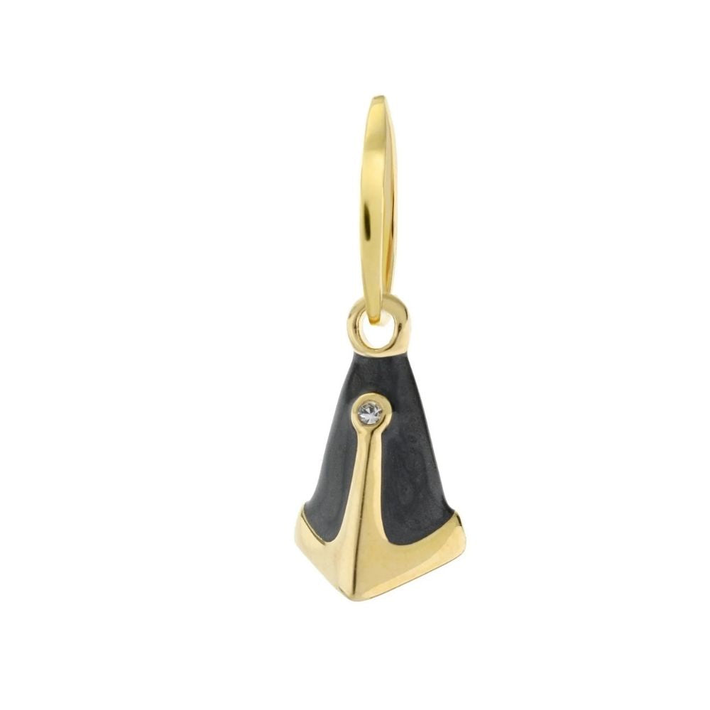 Petit Gateau Pendant Black Bell Charm by Lauren G Adams, gold with black enamel and crystal on Tampa Home & Garden Store