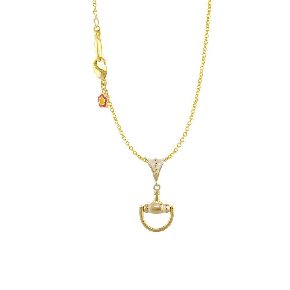 Equestrian Necklace pendant by Lauren G Adams with gold chain and horseshoe charm on Tampa Home & Garden Store