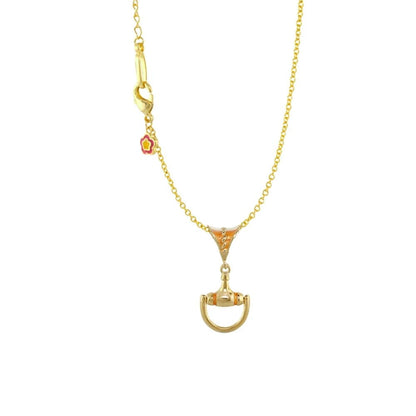Equestrian necklace pendant Lauren G Adams, gold-tone with horse-bit charm on Tampa Home & Garden Store