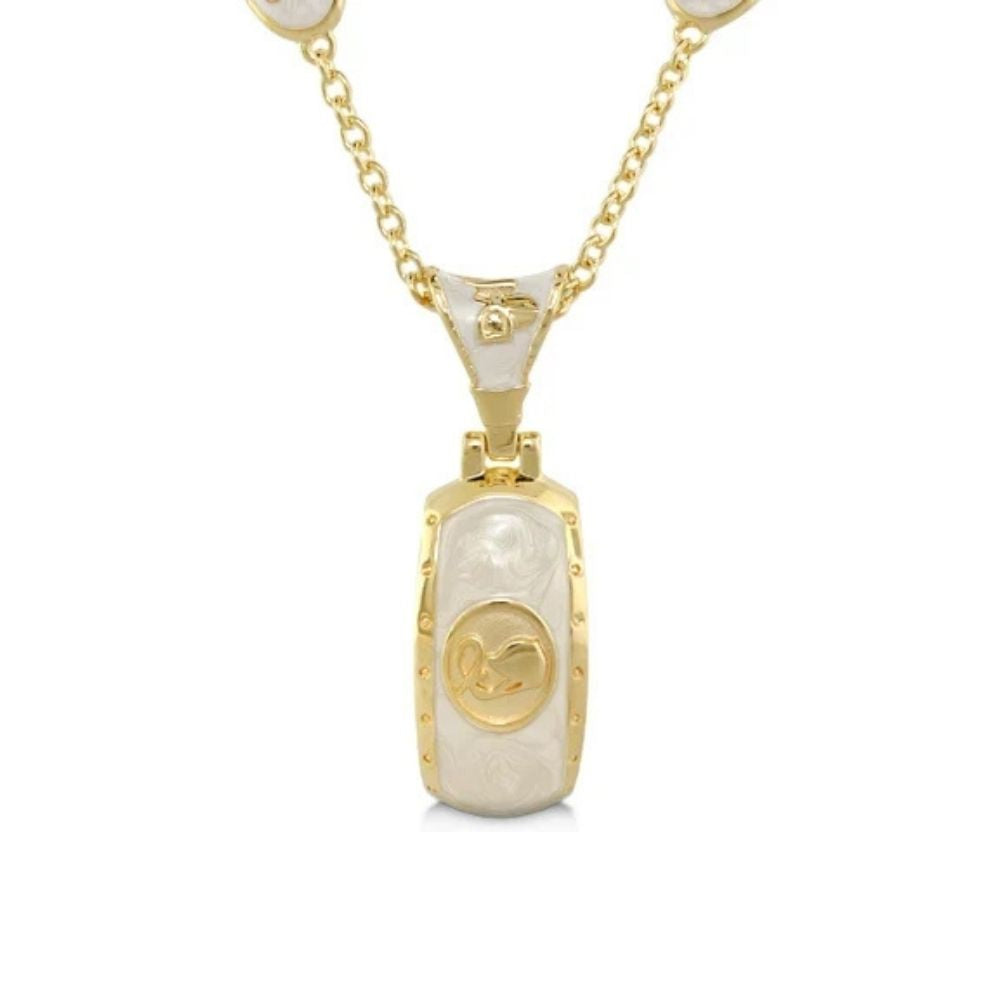 Equestrian Pendant Necklace by Lauren G Adams, gold-tone pendant with white inlay on Tampa Home & Garden Store