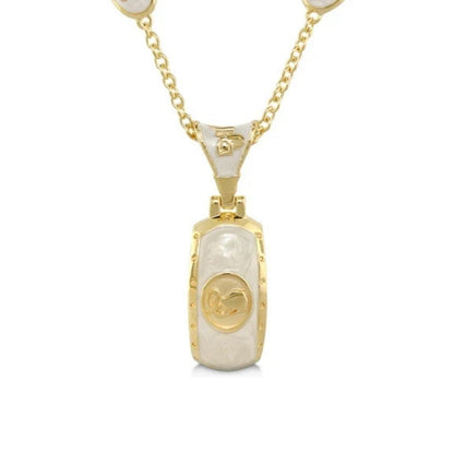Equestrian Pendant Necklace by Lauren G Adams, gold-tone pendant with white inlay on Tampa Home & Garden Store