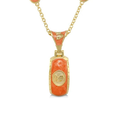 Equestrian Pendant Necklace by Lauren G Adams, orange coral resin with gold-tone bezel on Tampa Home & Garden Store