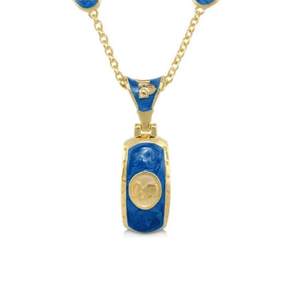 Equestrian pendant necklace in blue enamel with gold frame and gold disc accent by Lauren G Adams on Tampa Home & Garden Store
