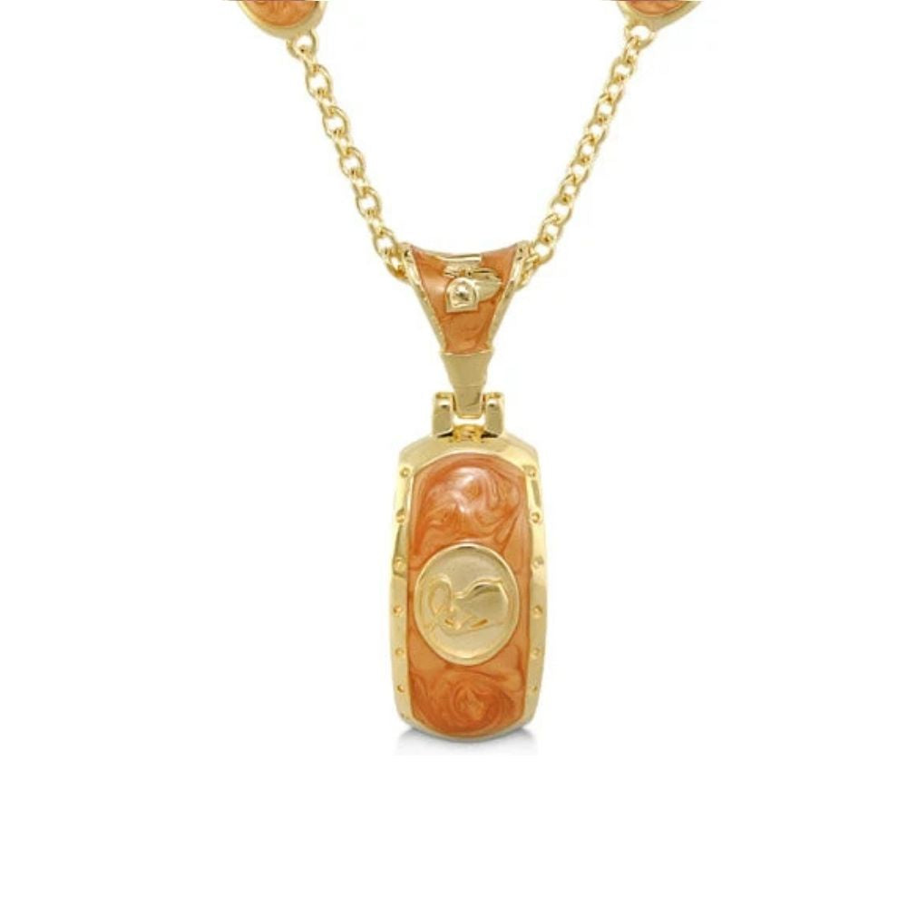 Equestrian Pendant Necklace Lauren G Adams, gold-tone pendant with orange marbled stone on Tampa Home & Garden Store