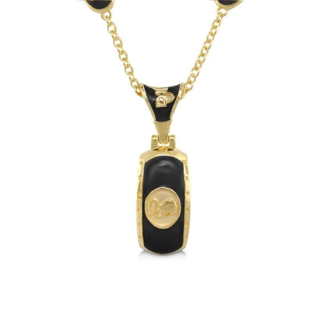 Lauren G Adams equestrian pendant necklace gold-tone black enamel rectangular pendant on chain on Tampa Home & Garden Store
