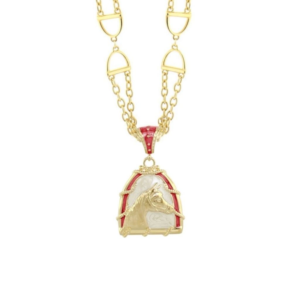 Equestrian short necklace by Lauren G Adams with gold-tone chain and horse pendant on Tampa Home & Garden Store