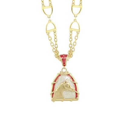 Equestrian short necklace by Lauren G Adams with gold-tone chain and horse pendant on Tampa Home & Garden Store