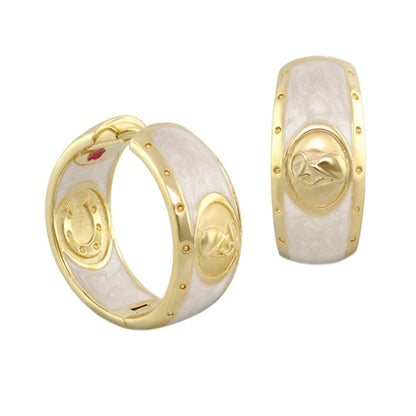 Lauren G Adams Equestrian Hoop Earrings gold-tone hoops with enamel horse head medallion on Tampa Home & Garden Store