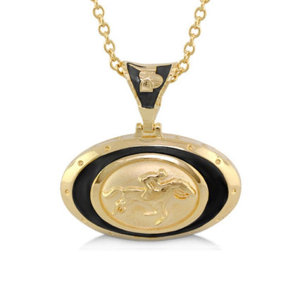 Equestrian Pendant Necklace in gold tone with black enamel horse motif by Lauren G Adams on Tampa Home & Garden Store