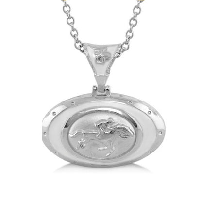Equestrian Pendant Necklace silver-tone oval with horse engraving by Lauren G Adams on Tampa Home & Garden Store