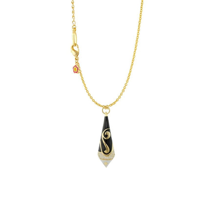 Twisted Passion Necklace pendant by Lauren G Adams on gold chain with black enamel teardrop on Tampa Home & Garden Store
