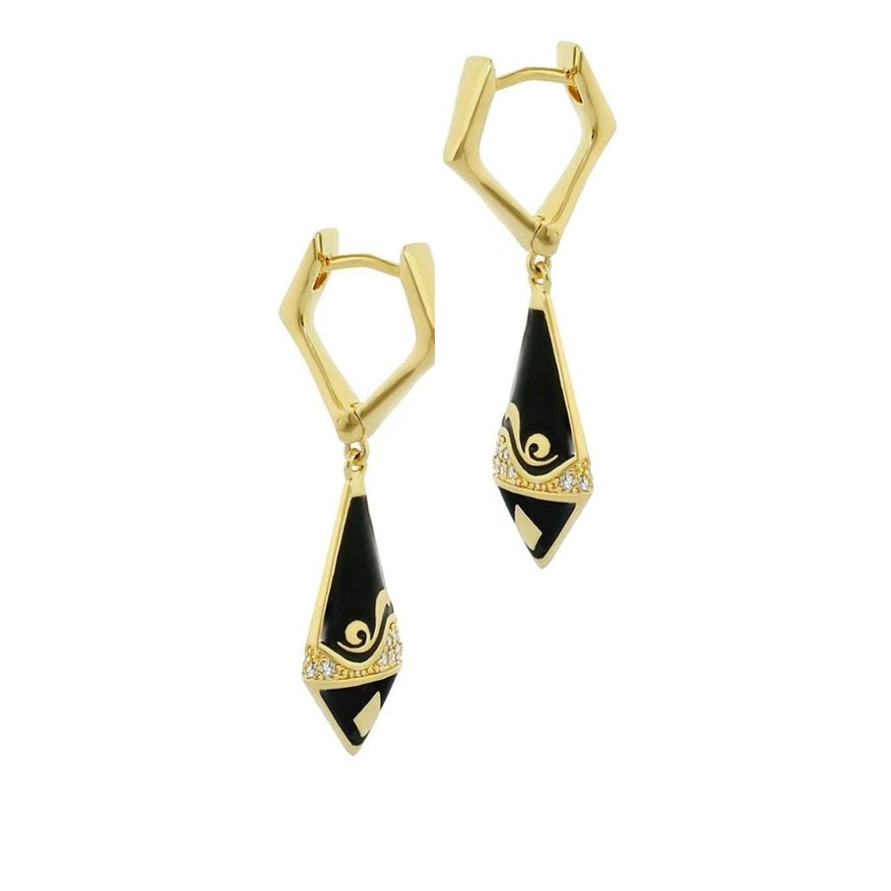 Twisted Passion Earrings gold-tone drop with black enamel crystals by Lauren G Adams 2pcs on Tampa Home & Garden Store