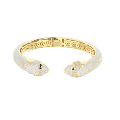 Twisted Passion Bangle gold-tone bracelet with white marble inlays Lauren G Adams collection open cuff on Tampa Home & Garden Store