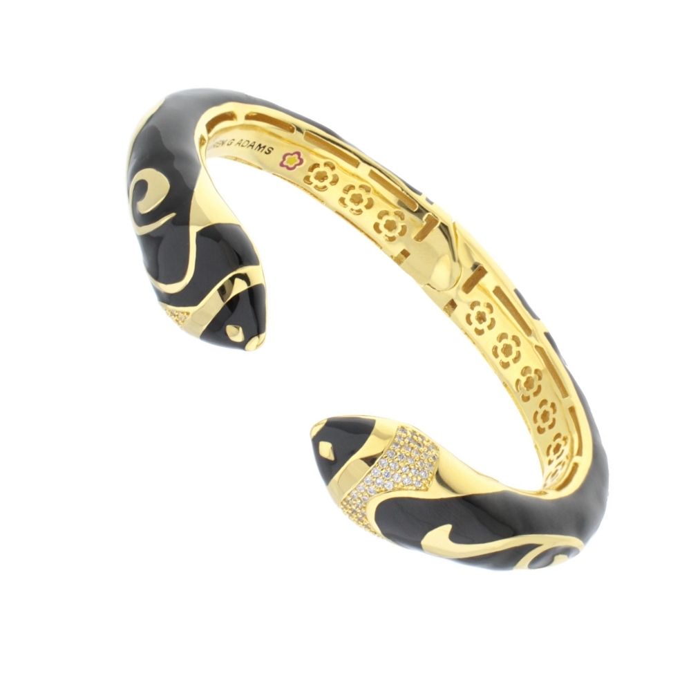 Twisted Passion Bangle by Lauren G Adams, black enamel gold-tone open cuff bracelet on Tampa Home & Garden Store