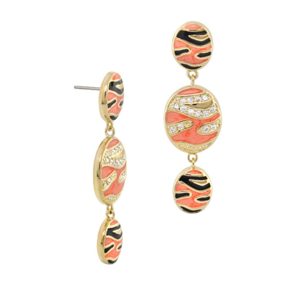 Animal Paradise Earrings pair Lauren G Adams, gold-tone tiger-stripe drop earrings with crystals on Tampa Home & Garden Store