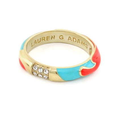 Pretty Little Things Coral Stackable Ring by Lauren G Adams, gold-tone with turquoise on Tampa Home & Garden Store