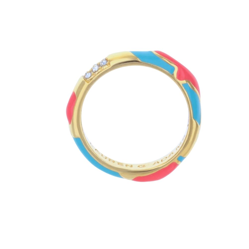 Pretty Little Things Coral Stackable Ring, gold-tone band with coral enamel by Lauren G Adams on Tampa Home & Garden Store