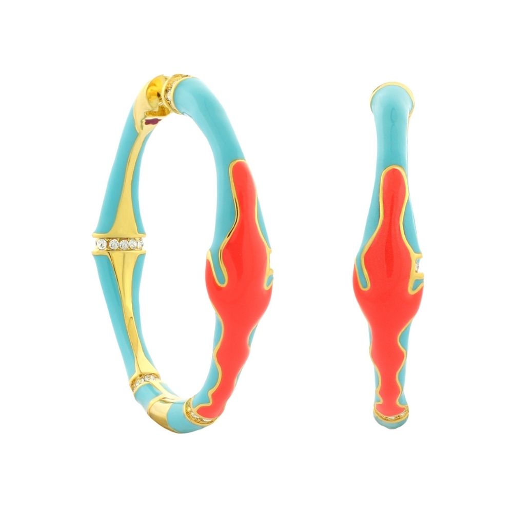 Pretty Little Things earrings by Lauren G Adams turquoise coral enamel with gold accents on Tampa Home & Garden Store