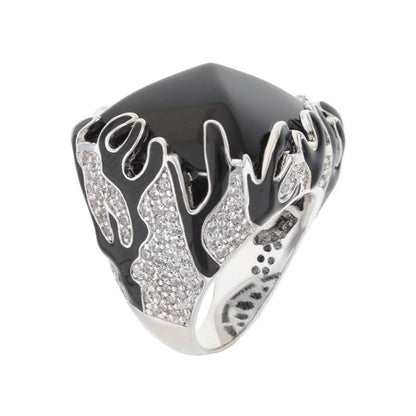 Pretty Little Things Ring sea life black top with crystal coral accents on Tampa Home & Garden Store