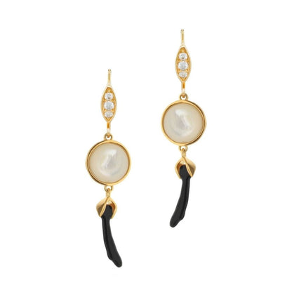 Pretty Little Things Coral Earrings by Lauren G Adams; gold-tone drops, pearl discs on Tampa Home & Garden Store