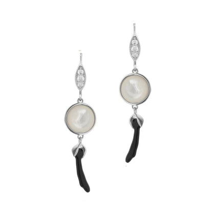 Pretty Little Things Coral Earrings by Lauren G Adams, pearl drops with black coral in silver on Tampa Home & Garden Store