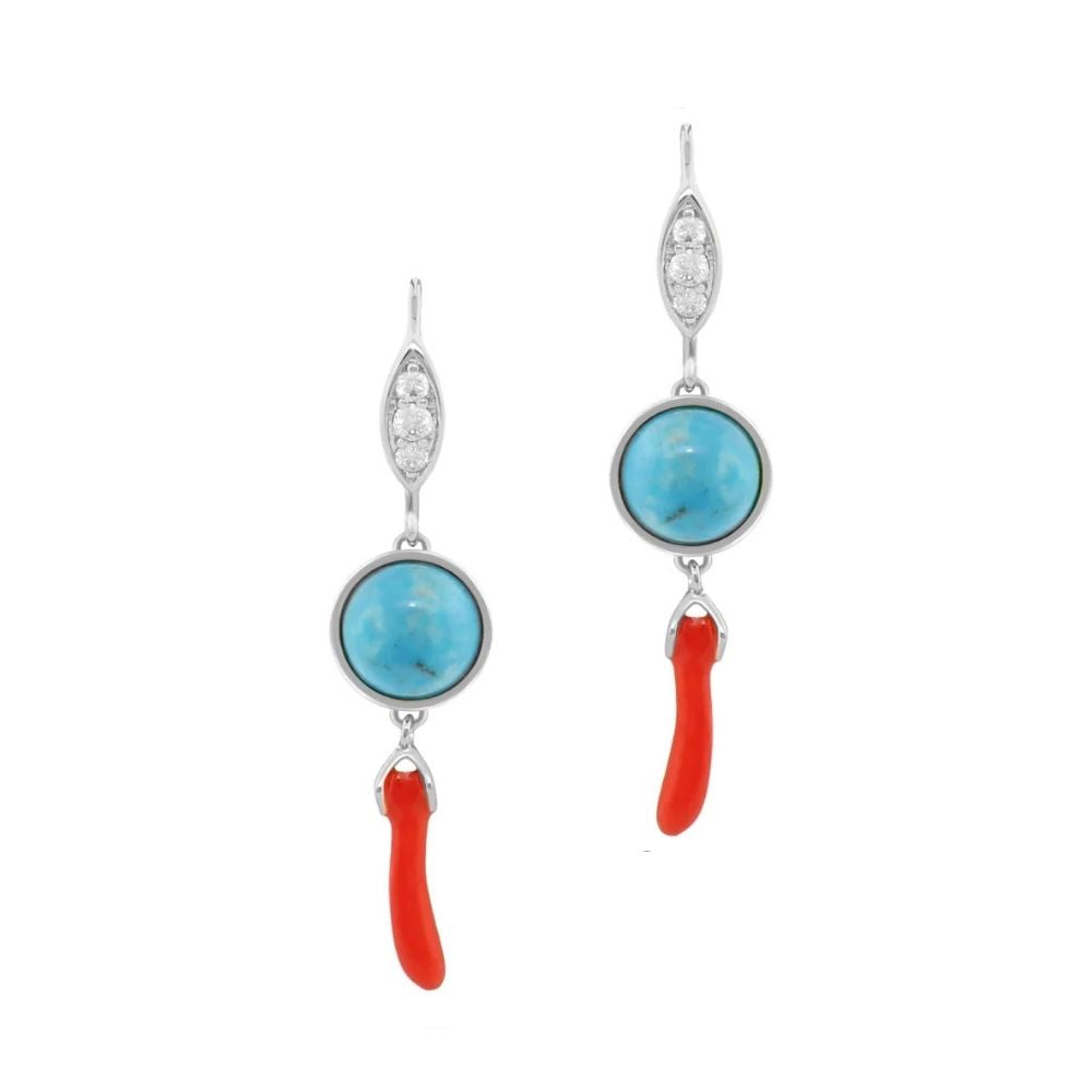 Pretty Little Things Coral Earrings 2-pc Lauren G Adams turquoise stones silver setting on Tampa Home & Garden Store