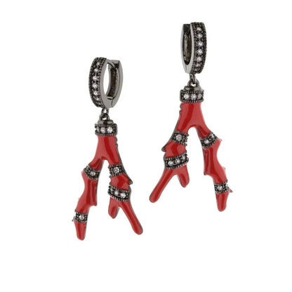 Pretty Little Things Earrings pair coral drop with rhinestone bands, hoop, Lauren G Adams on Tampa Home & Garden Store