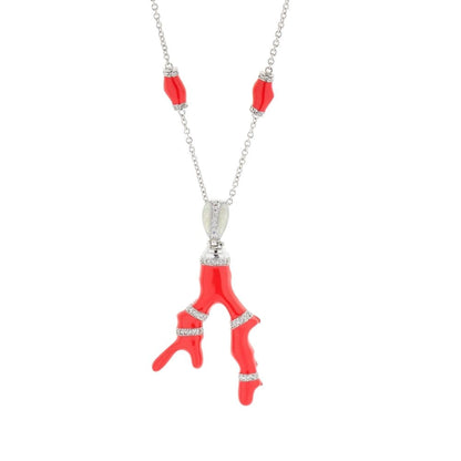 Pretty Little Things Necklace red coral pendant with bands on silver chain by Lauren G Adams on Tampa Home & Garden Store