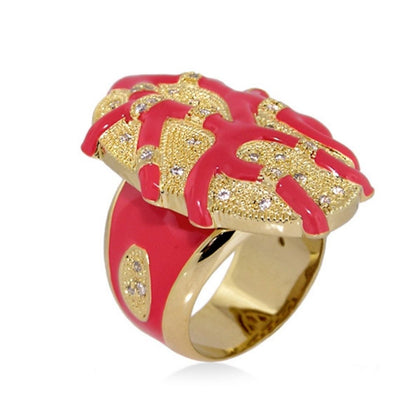 Pretty Little Things Ring Coral Branch Pavé Dome by Lauren G Adams, gold-tone with enamel on Tampa Home & Garden Store