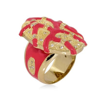 Pretty Little Things Ring - Coral Branch Pavé Dome, Lauren G Adams, gold with red enamel on Tampa Home & Garden Store