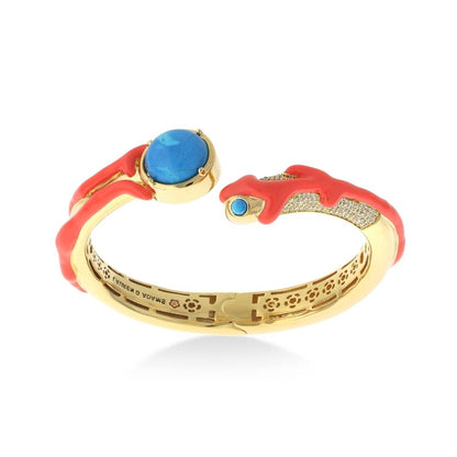 Pretty Little Things Bangle goldtone snake wrap with red enamel and cabochons by Lauren G Adams on Tampa Home & Garden Store