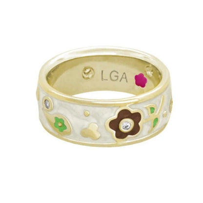 Daisy Love Band Ring — Wildflower by Lauren G Adams, gold band with enamel flowers on Tampa Home & Garden Store