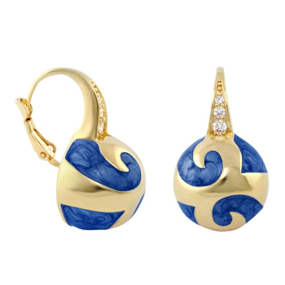 Good Karma Ball Earrings pair in gold-tone with blue enamel and diamonds by Lauren G Adams on Tampa Home & Garden Store