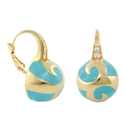 Good Karma Ball Earrings, Lauren G Adams turquoise gold-tone hoops with diamonds, pair on Tampa Home & Garden Store