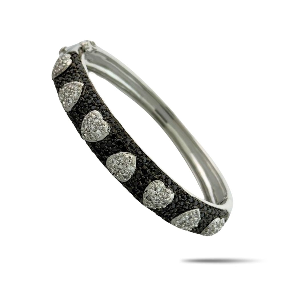 Pave Hearts Bangle black pavé band with heart accents hinged safety lock Lauren G Adams on Tampa Home & Garden Store