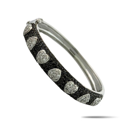 Pave Hearts Bangle black pavé band with heart accents hinged safety lock Lauren G Adams on Tampa Home & Garden Store