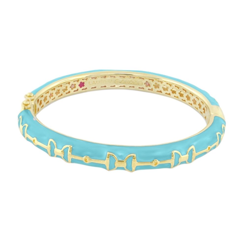 Equestrian Stirrup Bangle turquoise enamel with gold-tone hinged bracelet by Lauren G Adams on Tampa Home & Garden Store