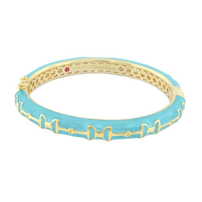 Equestrian Stirrup Bangle turquoise enamel with gold-tone hinged bracelet by Lauren G Adams on Tampa Home & Garden Store