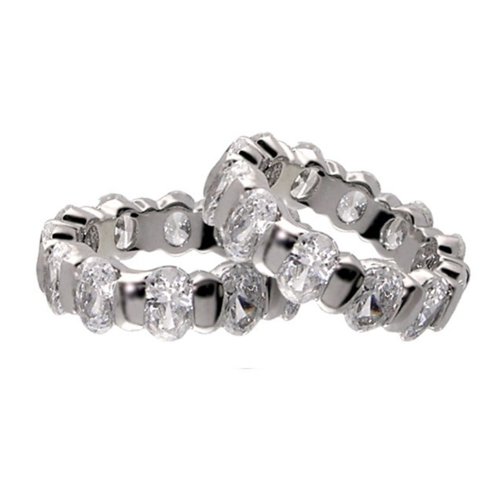 925 Eternity Band Bar-Set Oval ring pair in sterling silver with clear diamonds by Lauren G Adams on Tampa Home & Garden Store
