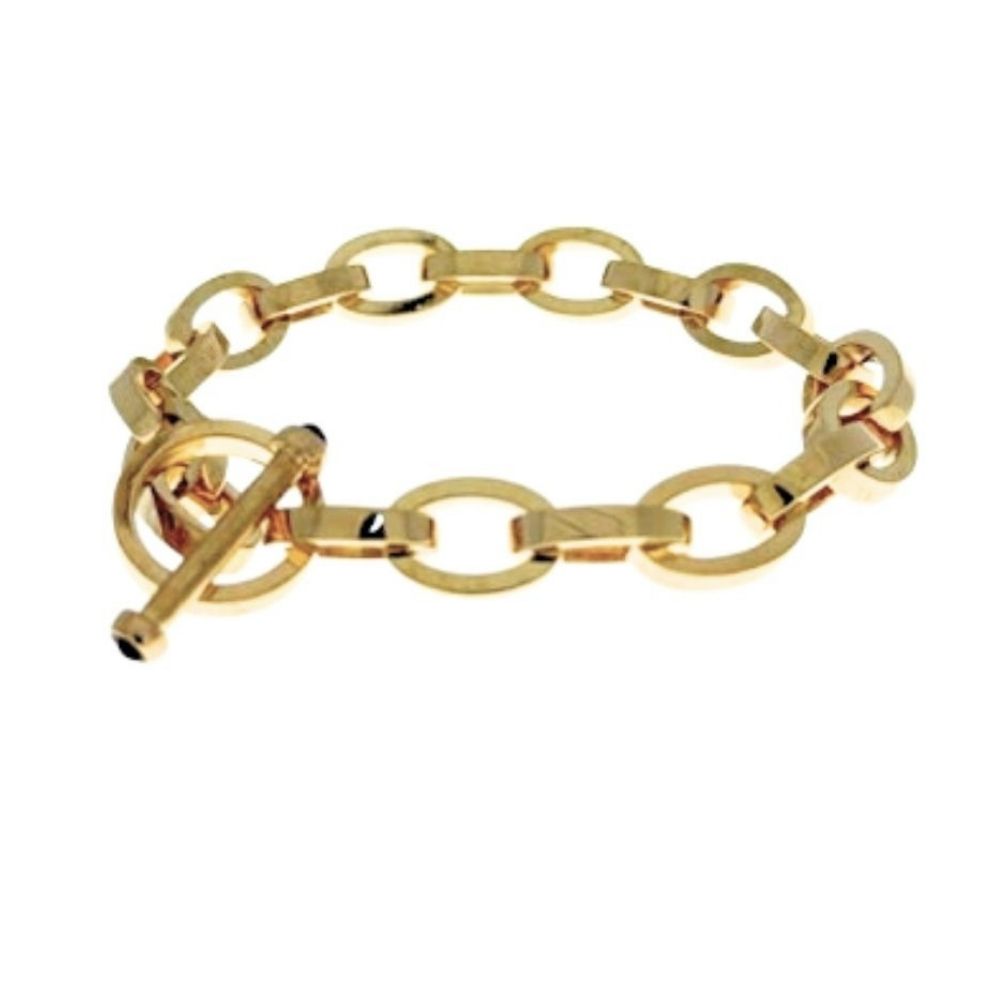 Chain Link Charm Bracelet gold-tone with large oval links and toggle clasp on Tampa Home & Garden Store