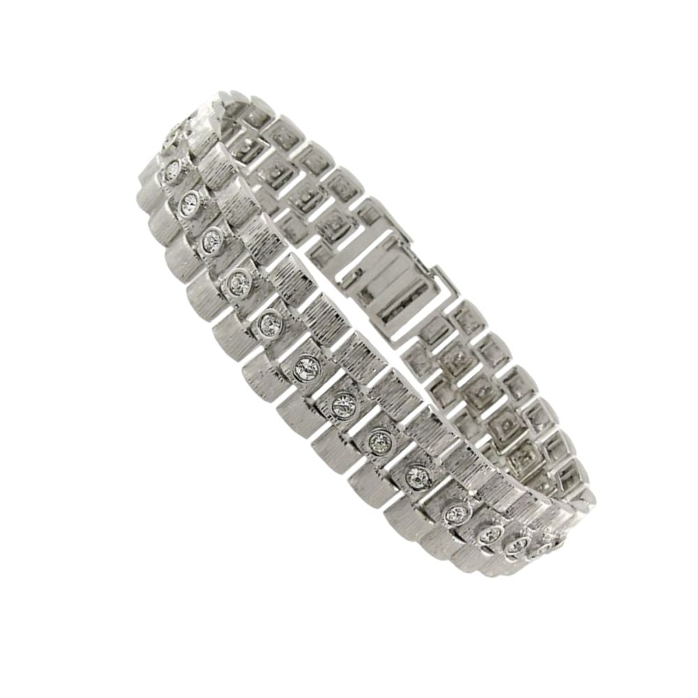 Chain Link Bracelet by Lauren G Adams, silver-tone square-link bracelet with crystal accents on Tampa Home & Garden Store