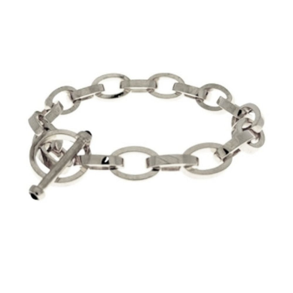 Chain Link Charm Bracelet by Lauren G Adams, silver-tone large oval links with toggle clasp on Tampa Home & Garden Store