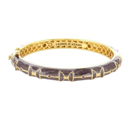 Equestrian Stirrup Bangle Black gold-tone links, hinged safety lock, Lauren G Adams on Tampa Home & Garden Store